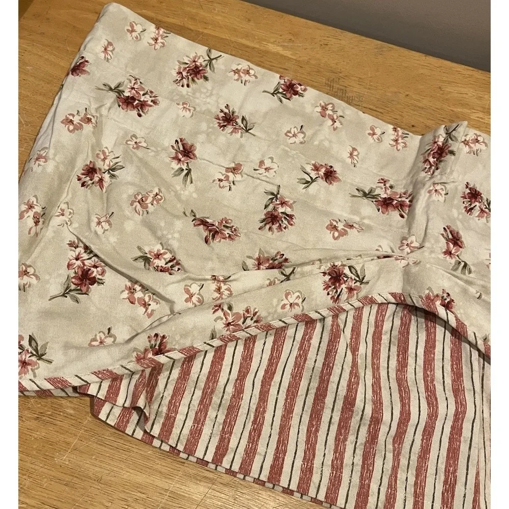Waverly Home Classic Fairfield Red Floral Stripe Valance Draped Pleat 72x16